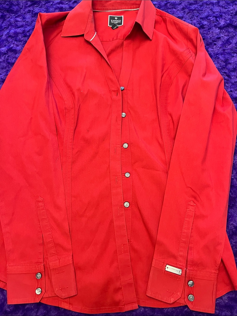 Express women’s Red Button-Down Shirt